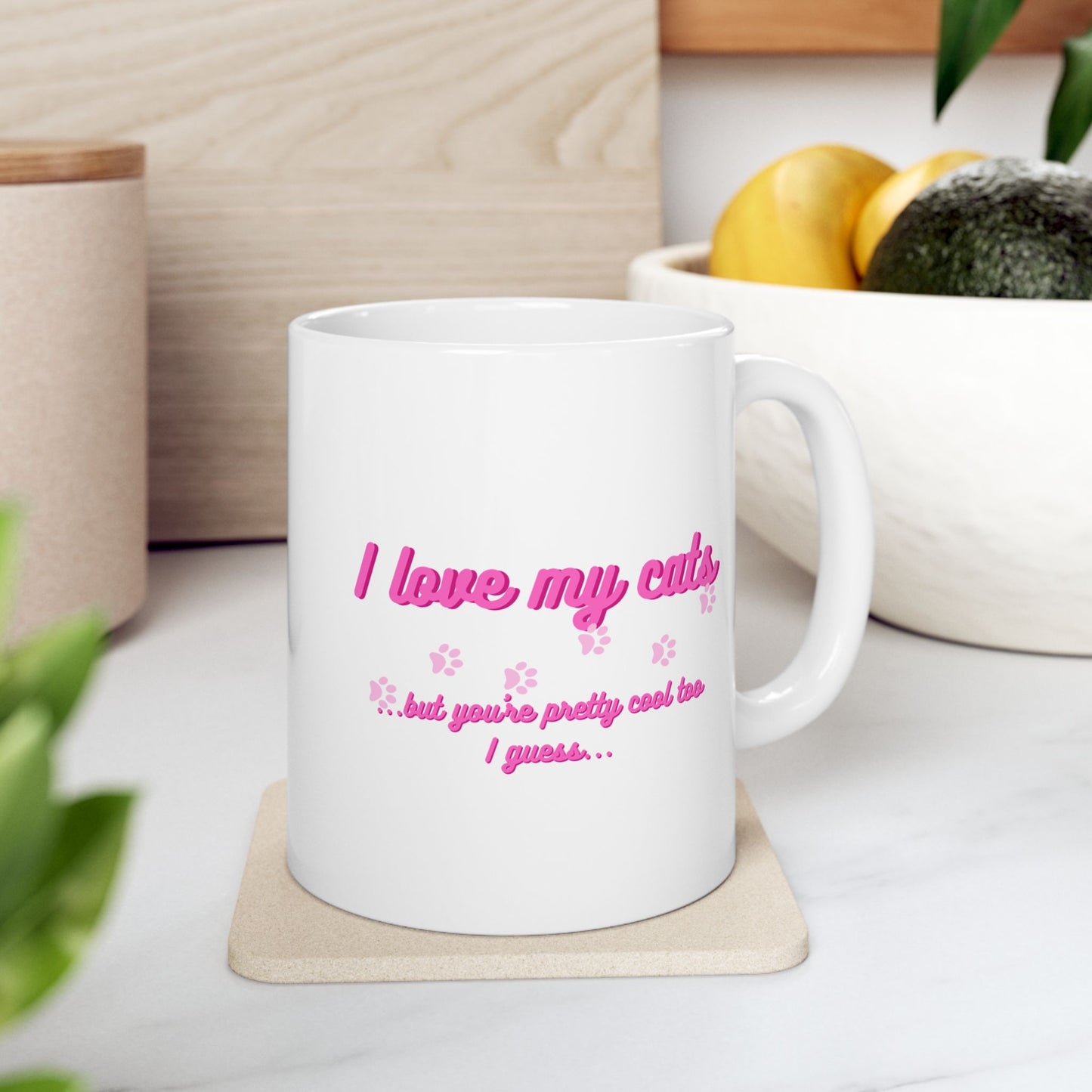 Cute Cat Lover Ceramic Mug, Gift for Cat Moms, Animal Lover Mug, Coffee Tea Cup, Pet Owner Present