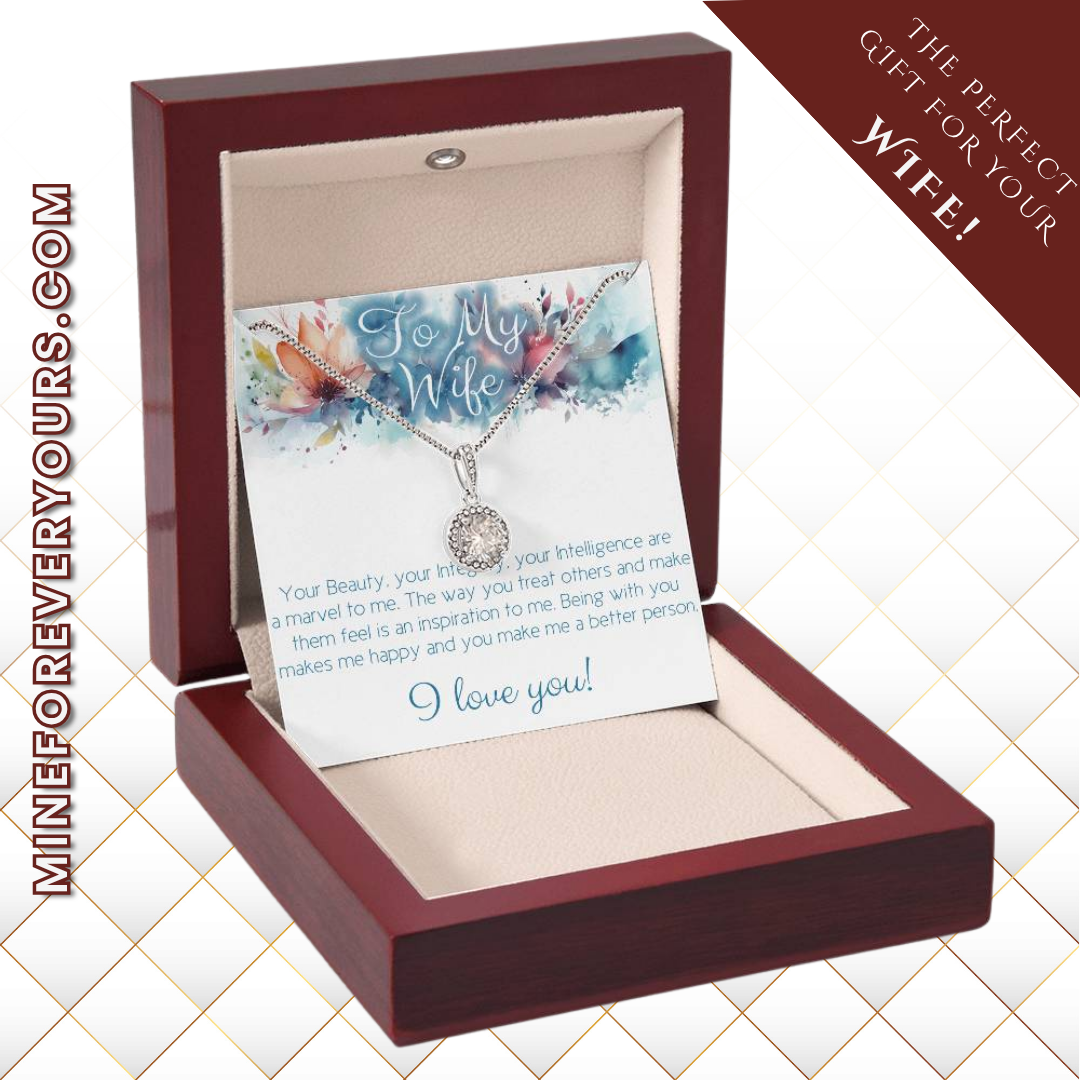 The perfect gift for Your Wife: Necklace with message card: Your Beauty, Integrity and Intelligence