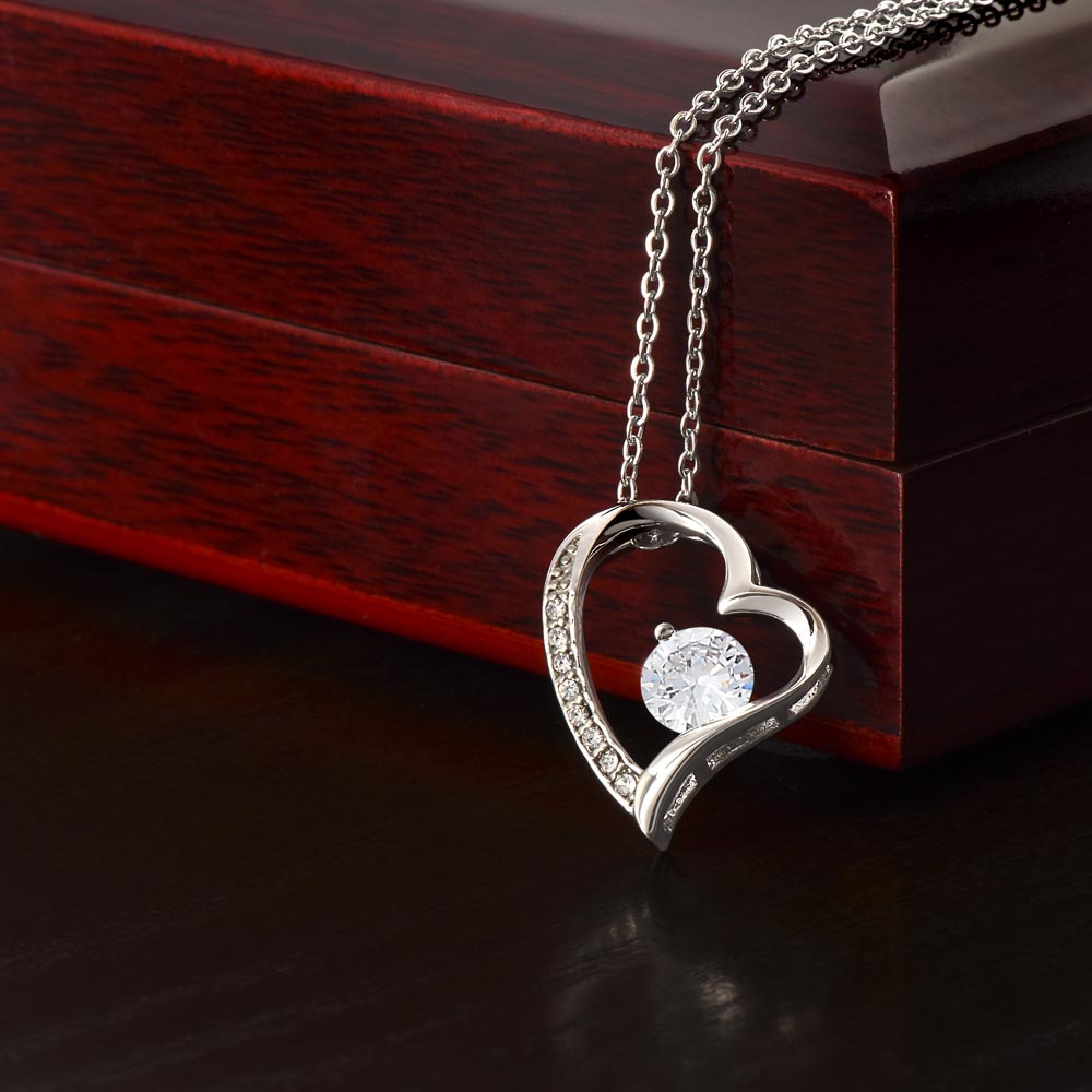 Gift for Wife FROM Husband, necklace with message card: Thank you for being you (Forever love Heart necklace)
