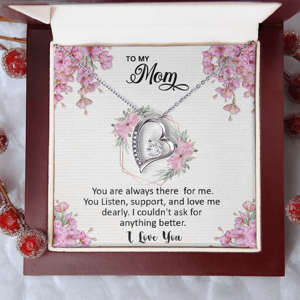 Mom, I love you dearly pink flower card Forever Love necklace