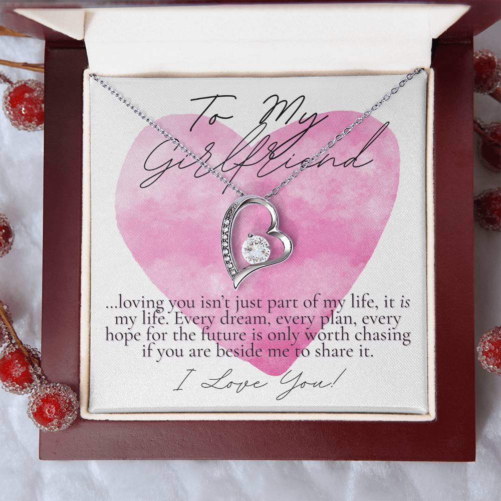 To my Girlfriend: loving you is my life (watercolor hearts design)