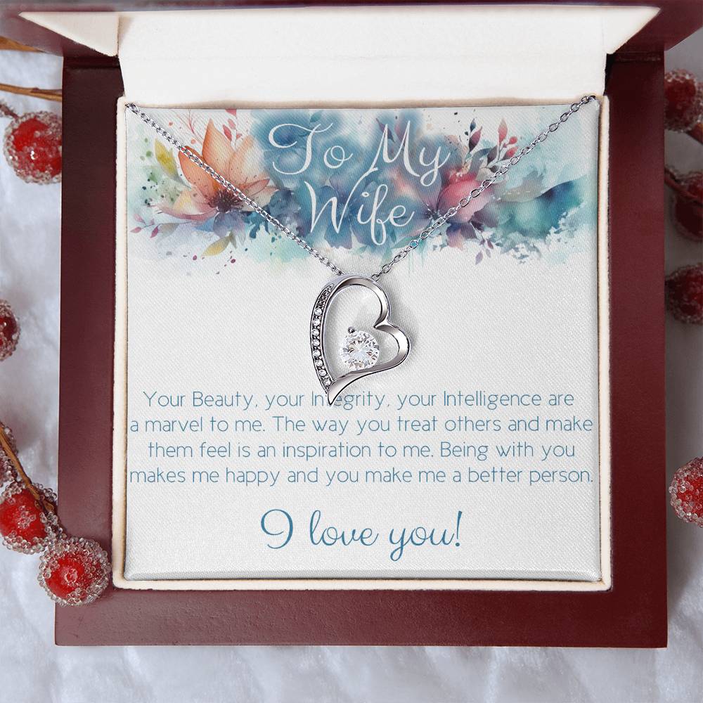 Perfect Necklace gift for wife: Your Beauty, Integrity and Intelligence (Forever Love variation)
