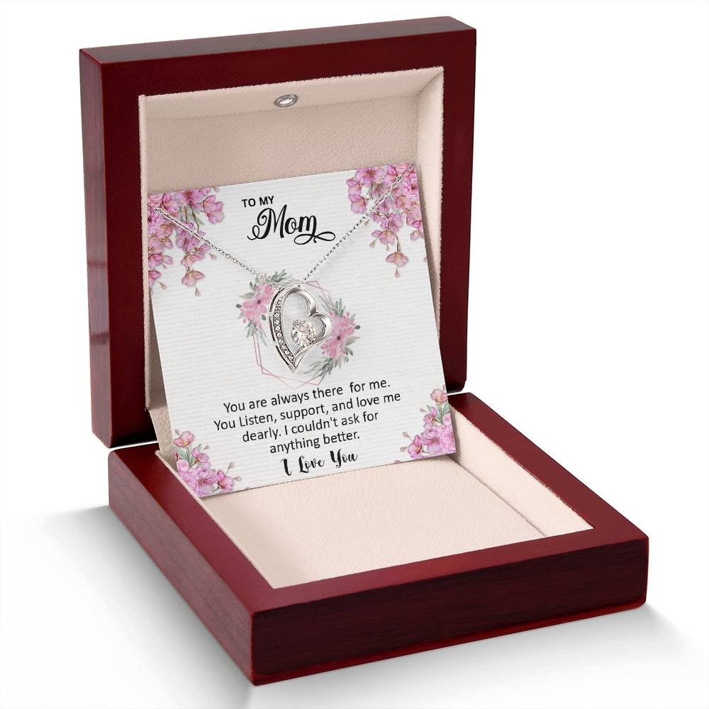 Mom, I love you dearly pink flower card Forever Love necklace