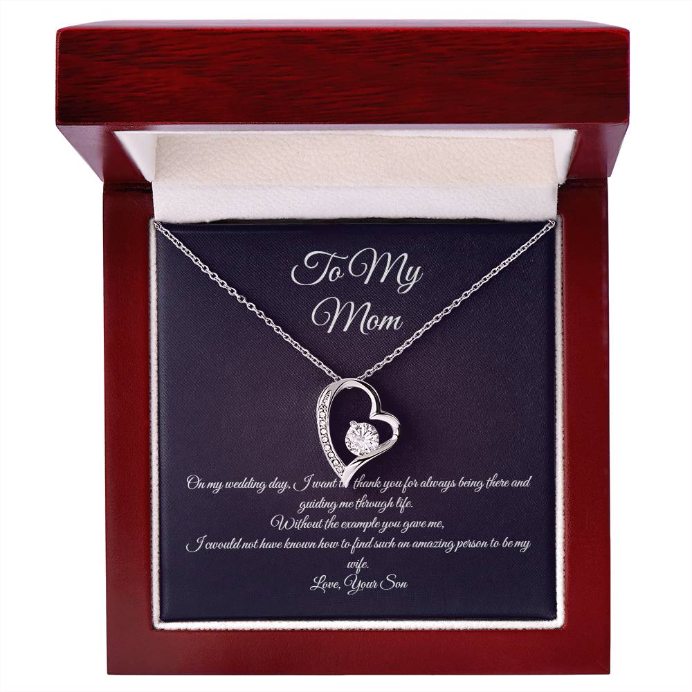 Wedding day necklace gift for Mom from son, Forever Love variation