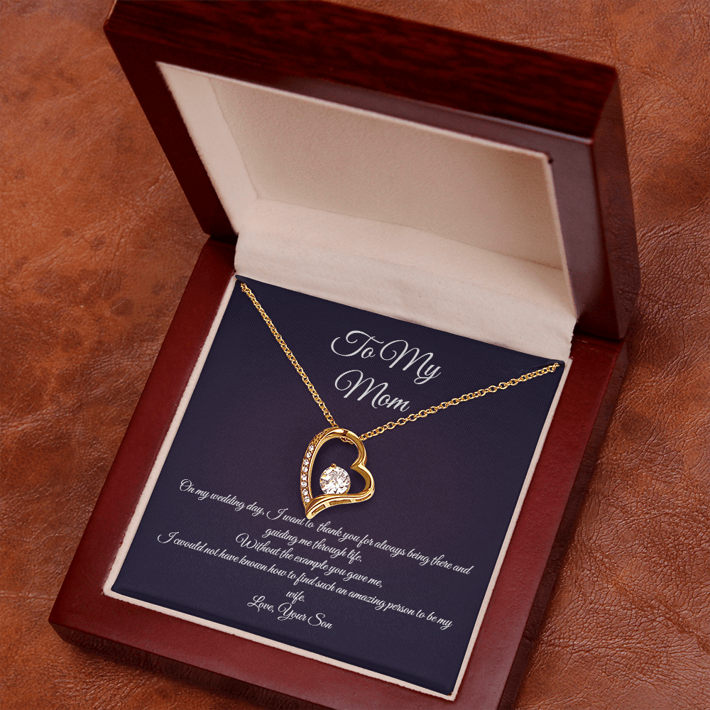 Wedding day necklace gift for Mom from son, Forever Love variation