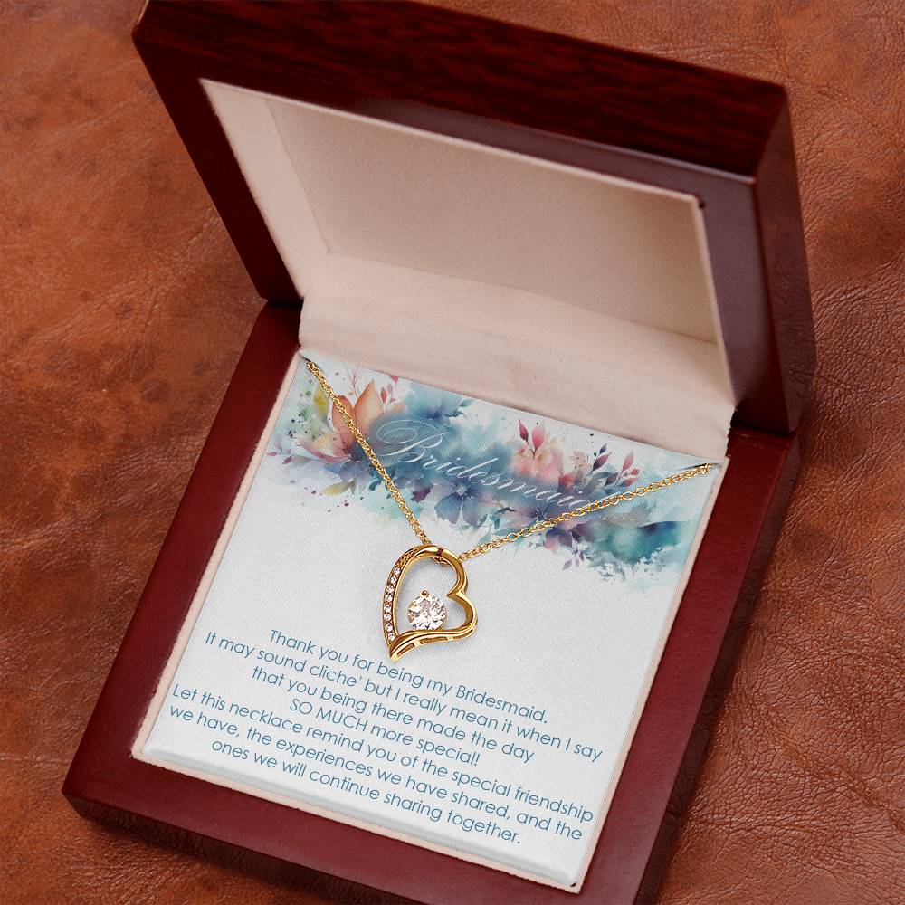 Bridesmaid thank you gift for wedding in the past. Forever love necklace