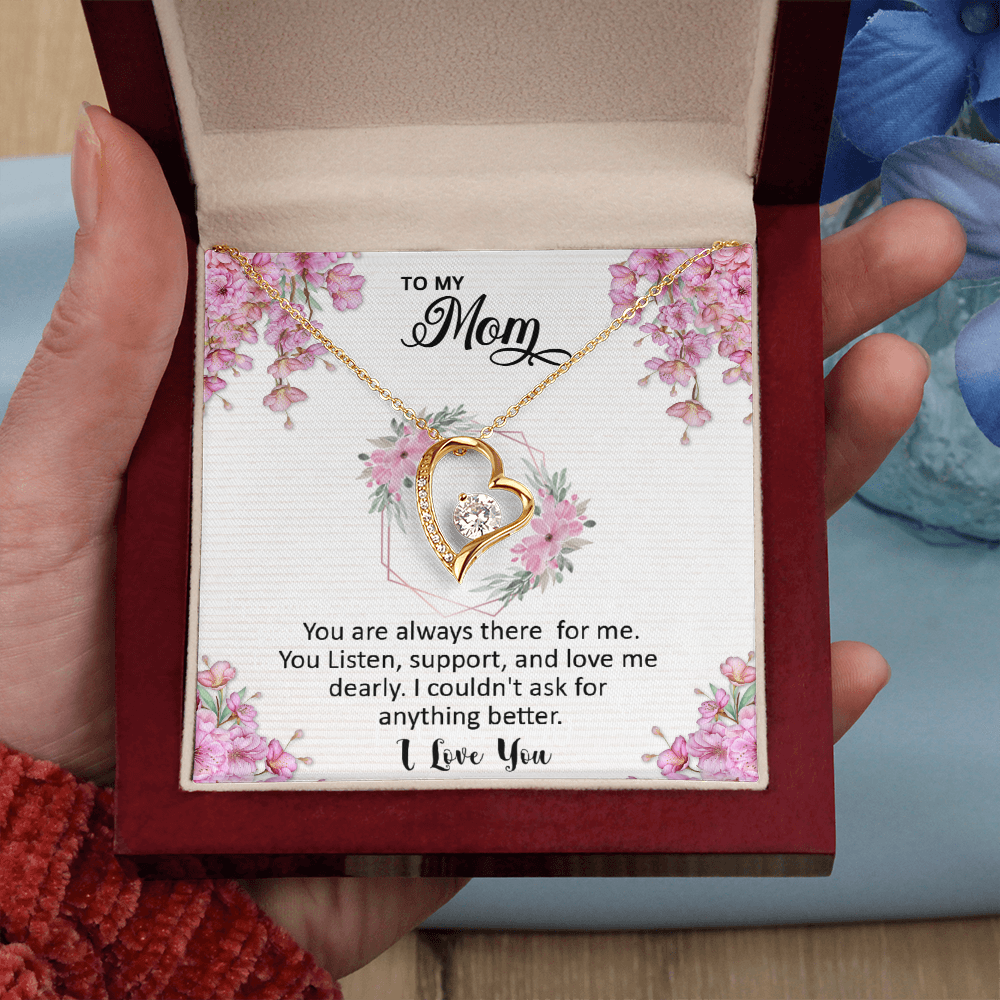 Mom, I love you dearly pink flower card Forever Love necklace