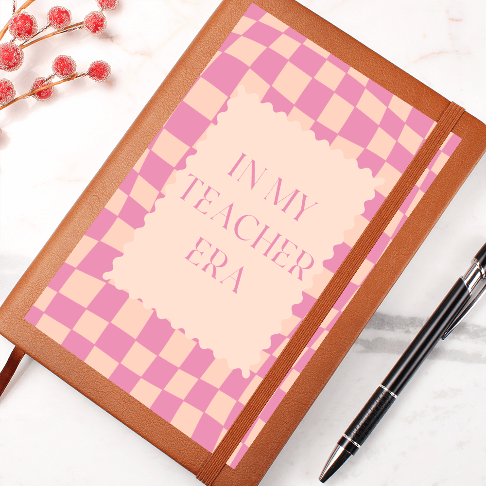 In my Teacher Era Pink and Tangerine retro Journal for Teacher Back to School classroom decor