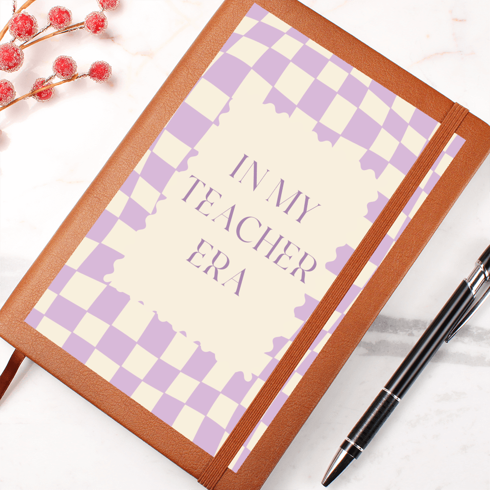 In my Teacher Era purple and cream retro Journal for Teacher Back to School classroom decor