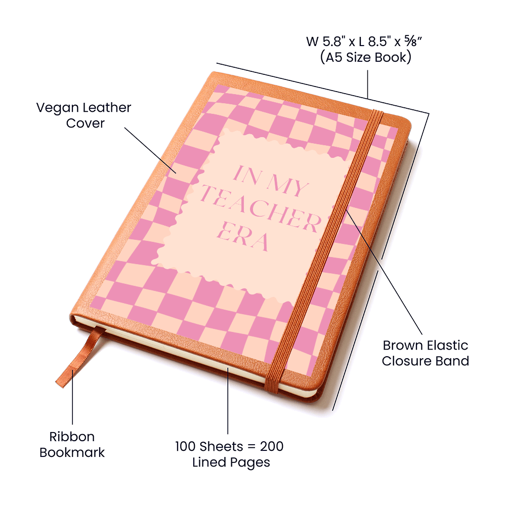 In my Teacher Era Pink and Tangerine retro Journal for Teacher Back to School classroom decor