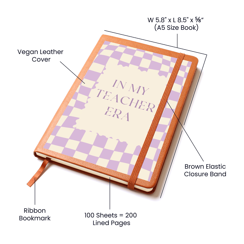 In my Teacher Era purple and cream retro Journal for Teacher Back to School classroom decor