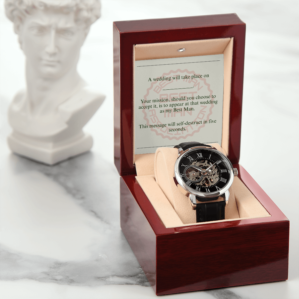 Best Man gift spy themed card Skeleton Watch