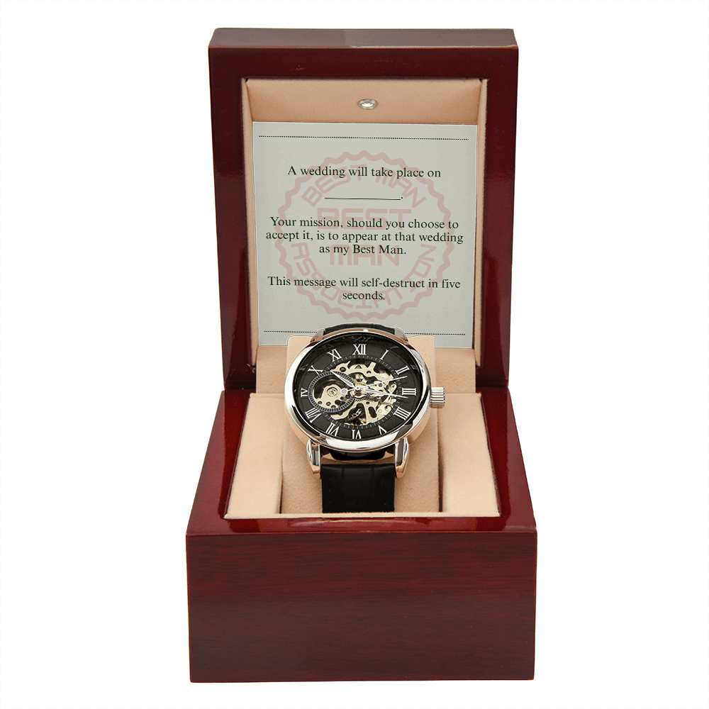 Best Man gift spy themed card Skeleton Watch
