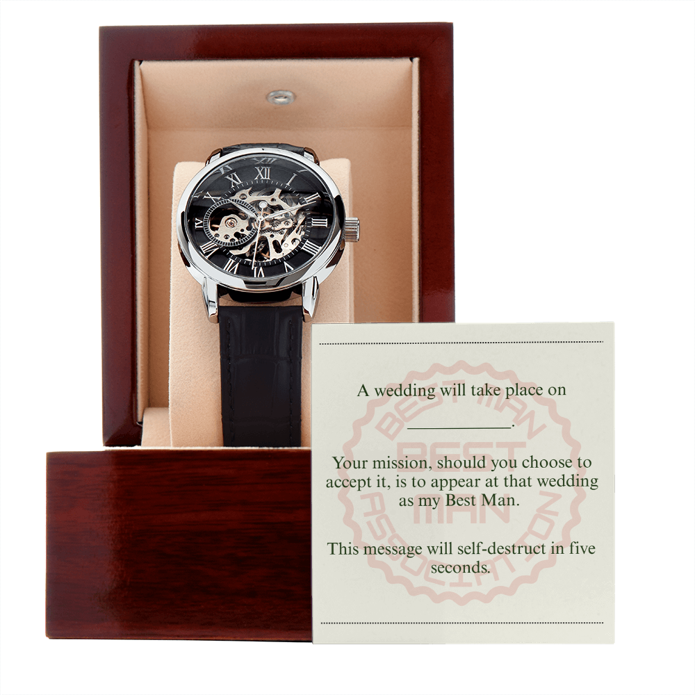 Best Man gift spy themed card Skeleton Watch
