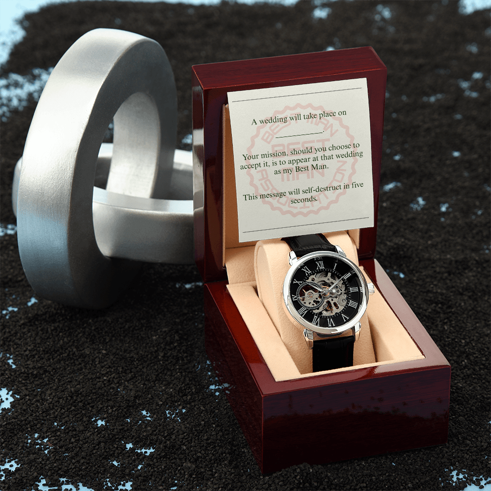 Best Man gift spy themed card Skeleton Watch