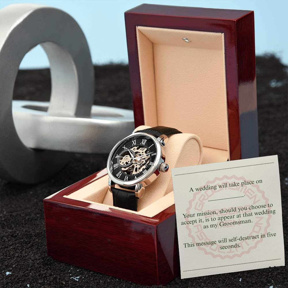 Groomsman gift spy themed card Skeleton Watch