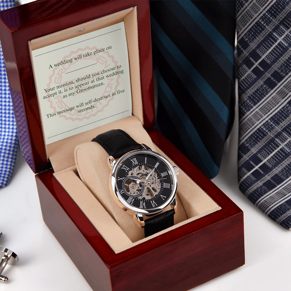 Groomsman gift spy themed card Skeleton Watch