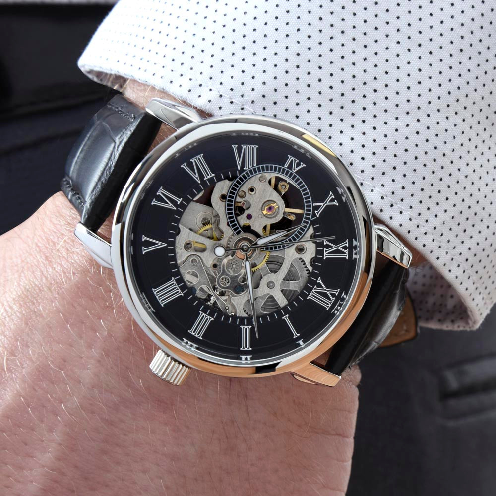 Skeleton watch with Meaningful Card: Dad the right way