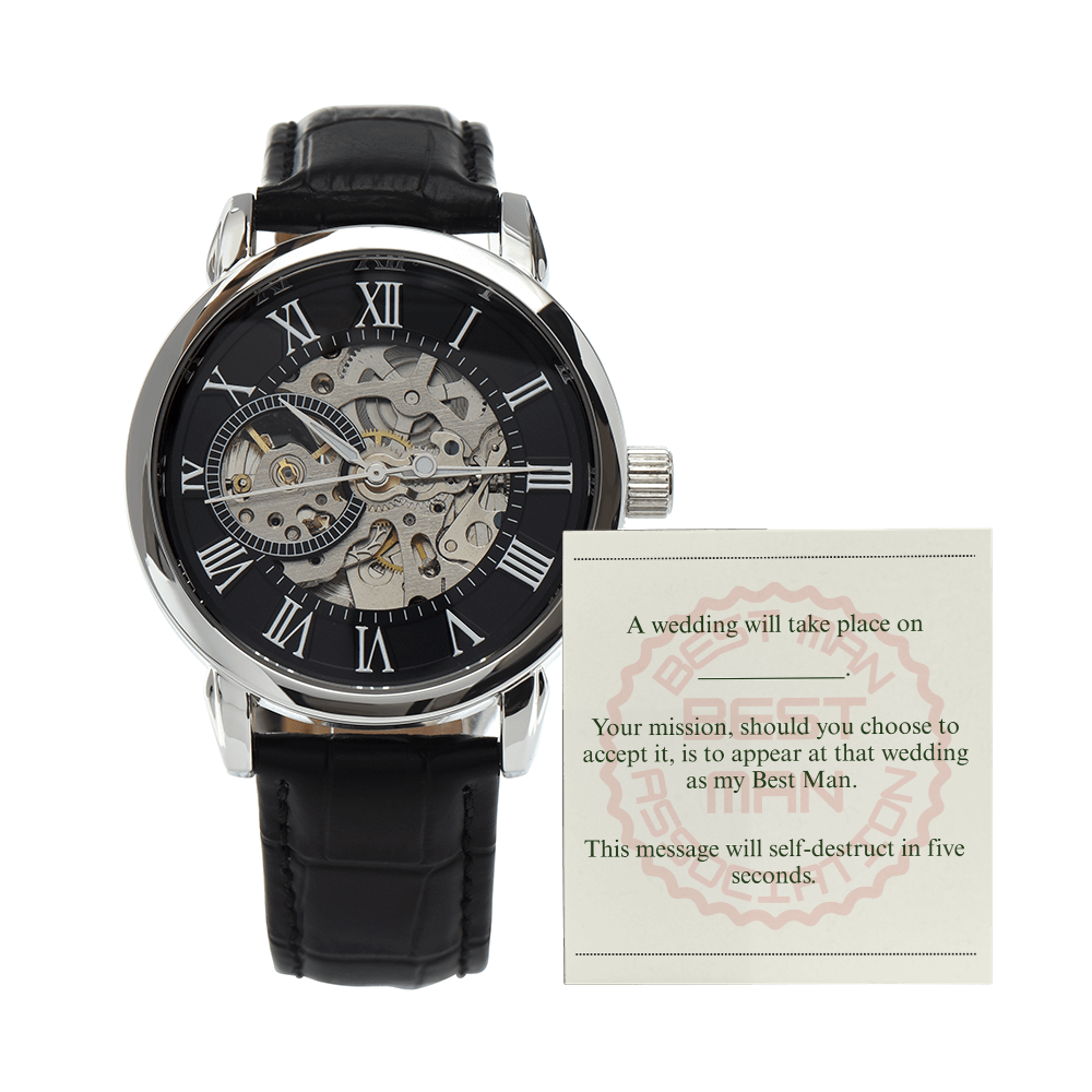 Best Man gift spy themed card Skeleton Watch