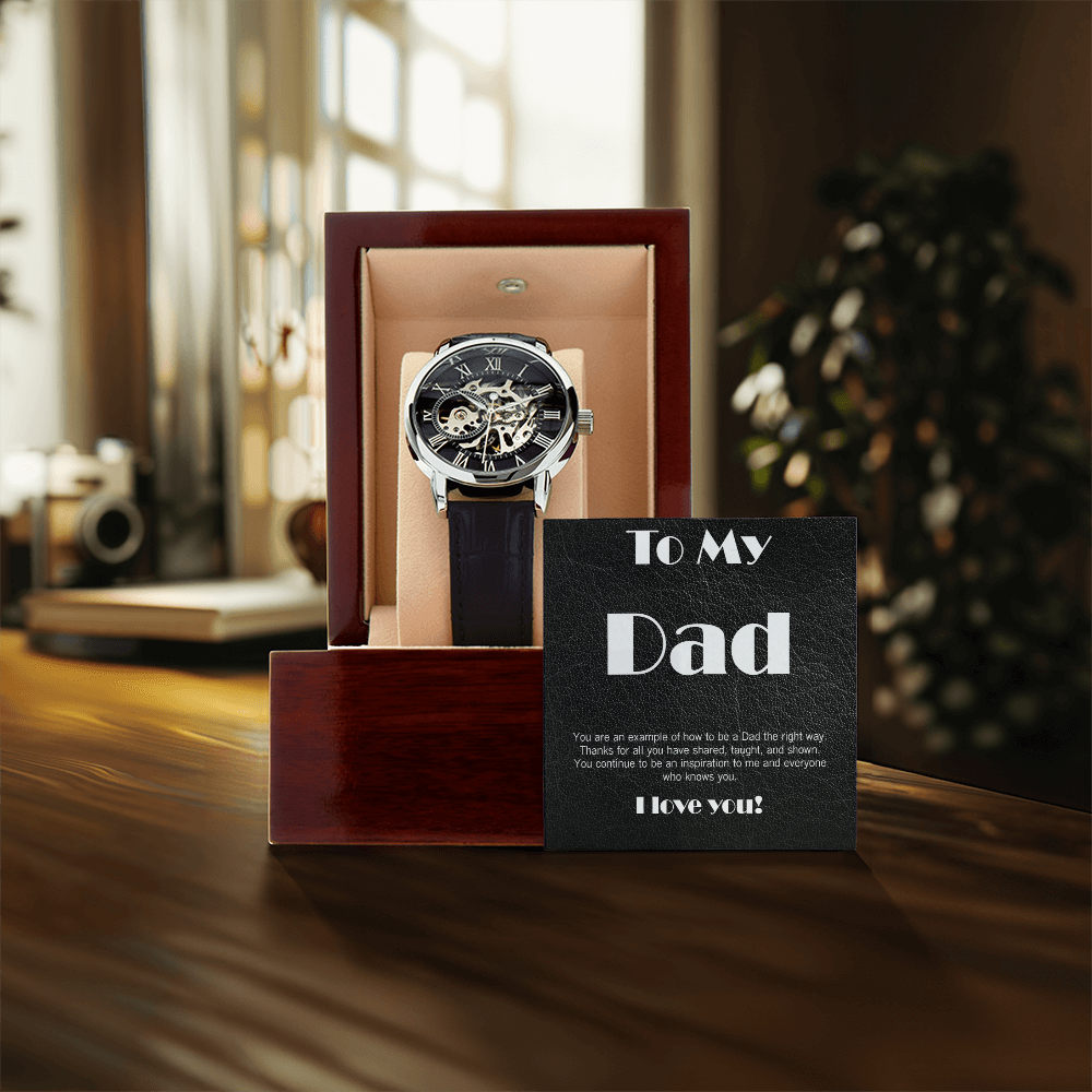 Skeleton watch with Meaningful Card: Dad the right way
