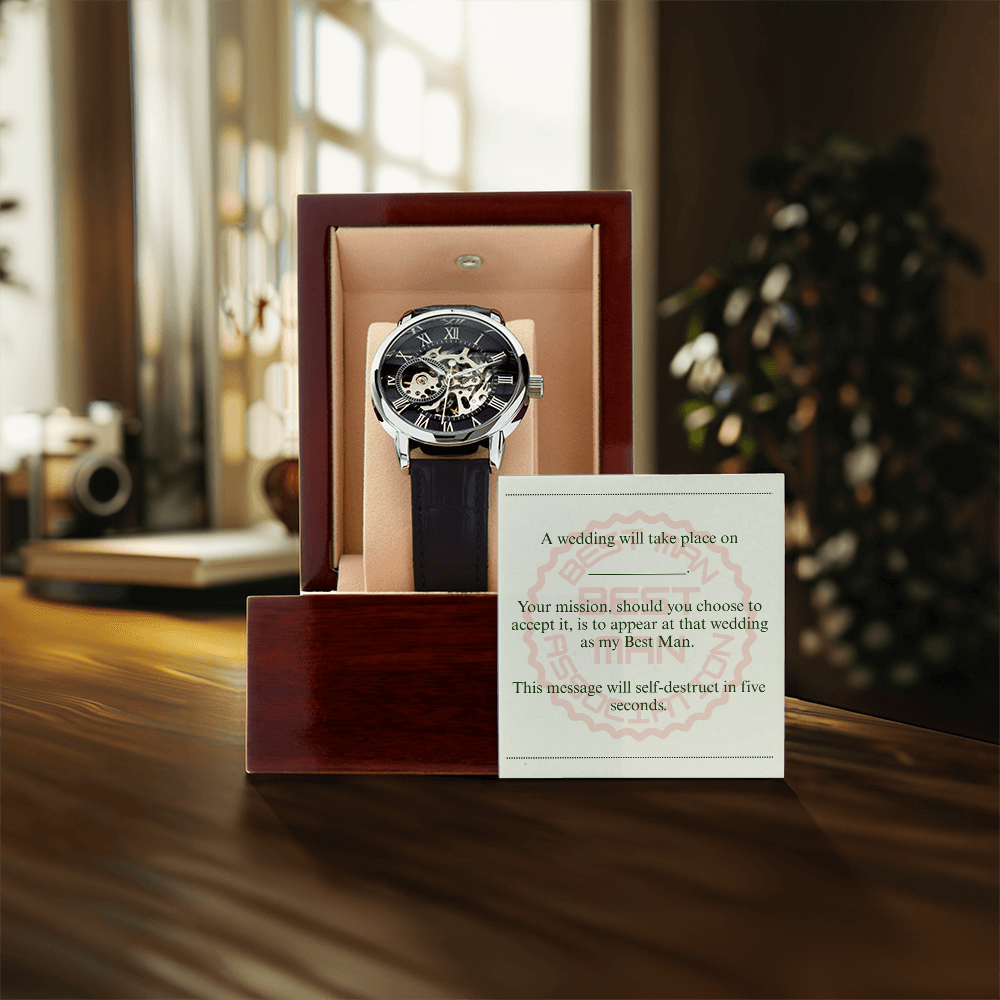 Best Man gift spy themed card Skeleton Watch