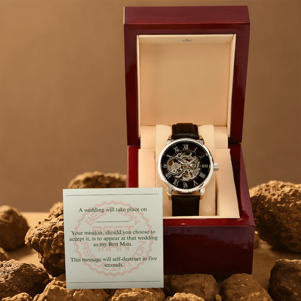 Best Man gift spy themed card Skeleton Watch
