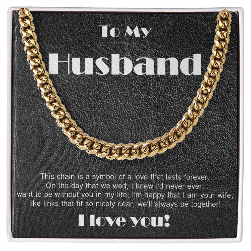 Amazing Cuban Link necklace: black leather theme and poem!