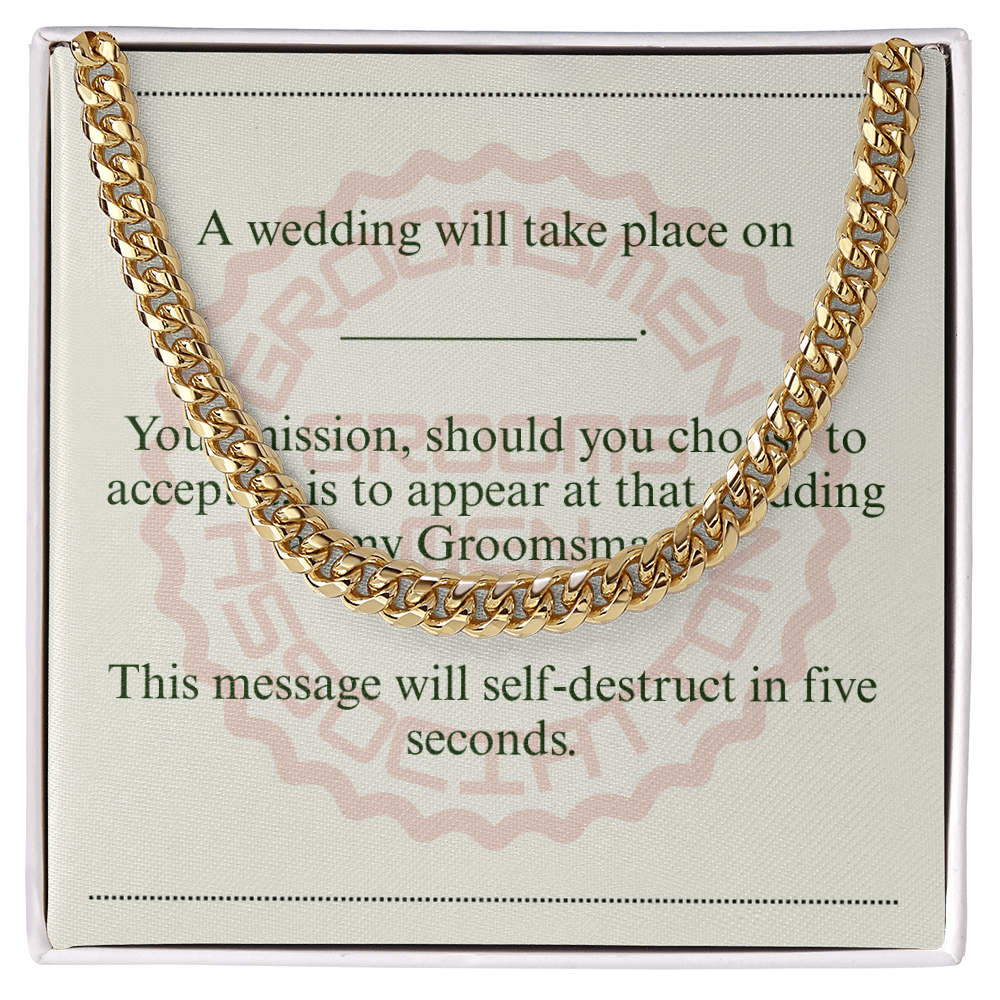 Groomsman gift spy themed card Chain