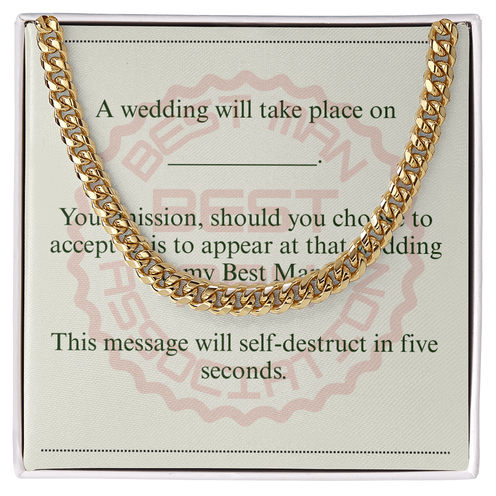 Best Man gift spy themed card Chain