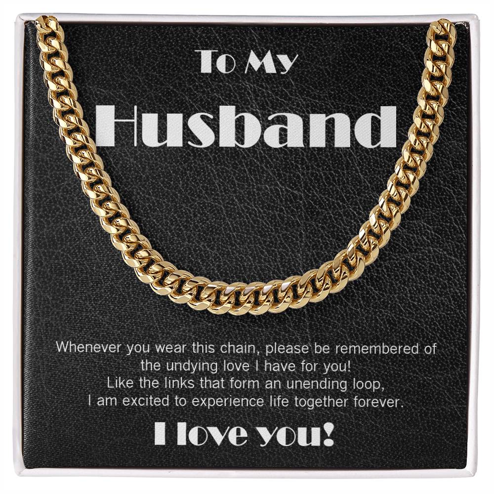 Amazing Cuban Link necklace, black leather theme