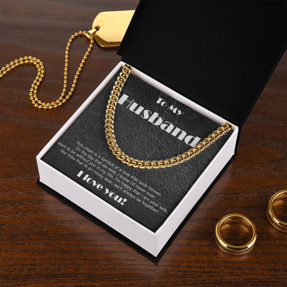 Amazing Cuban Link necklace: black leather theme and poem!