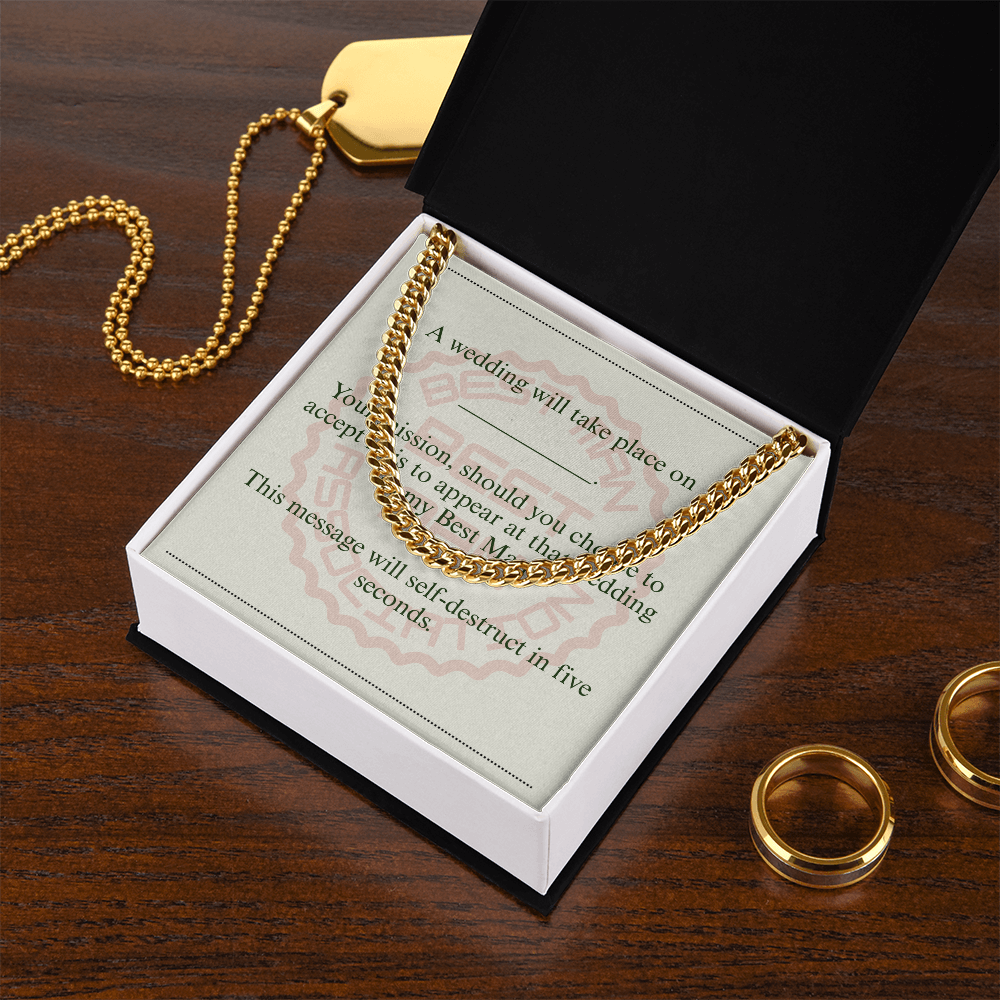 Best Man gift spy themed card Chain