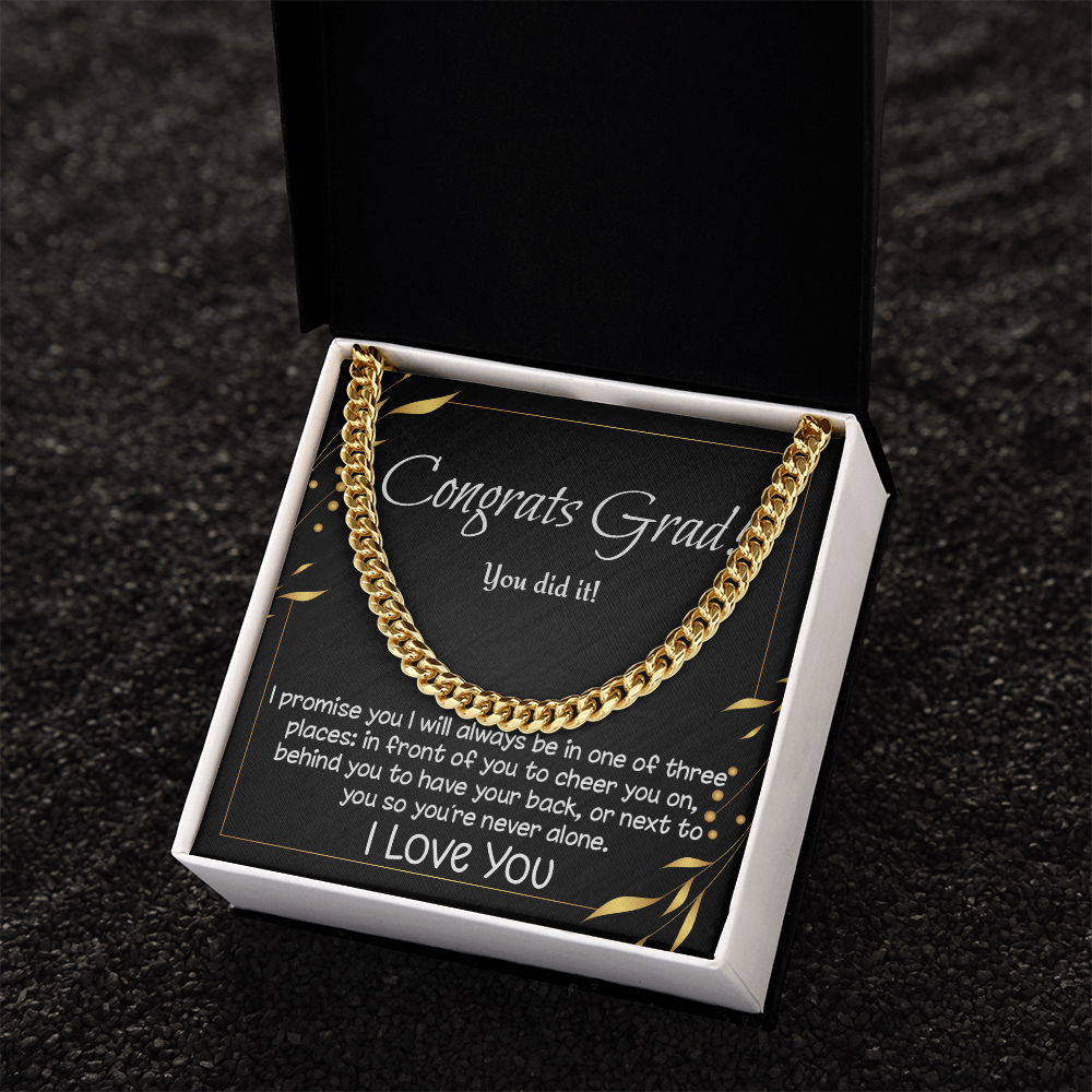 Congrats Grad! Cuban Link necklace for high school, college, etc. graduate
