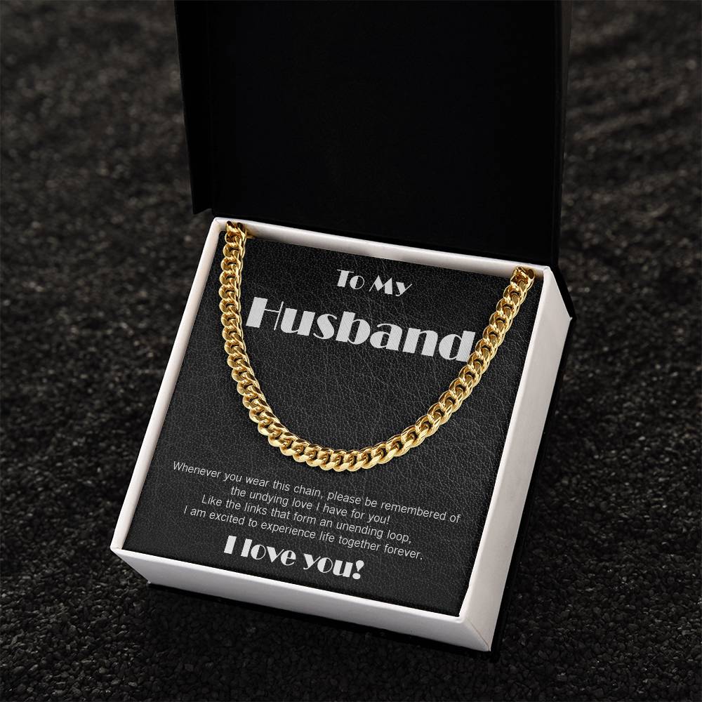 Amazing Cuban Link necklace, black leather theme