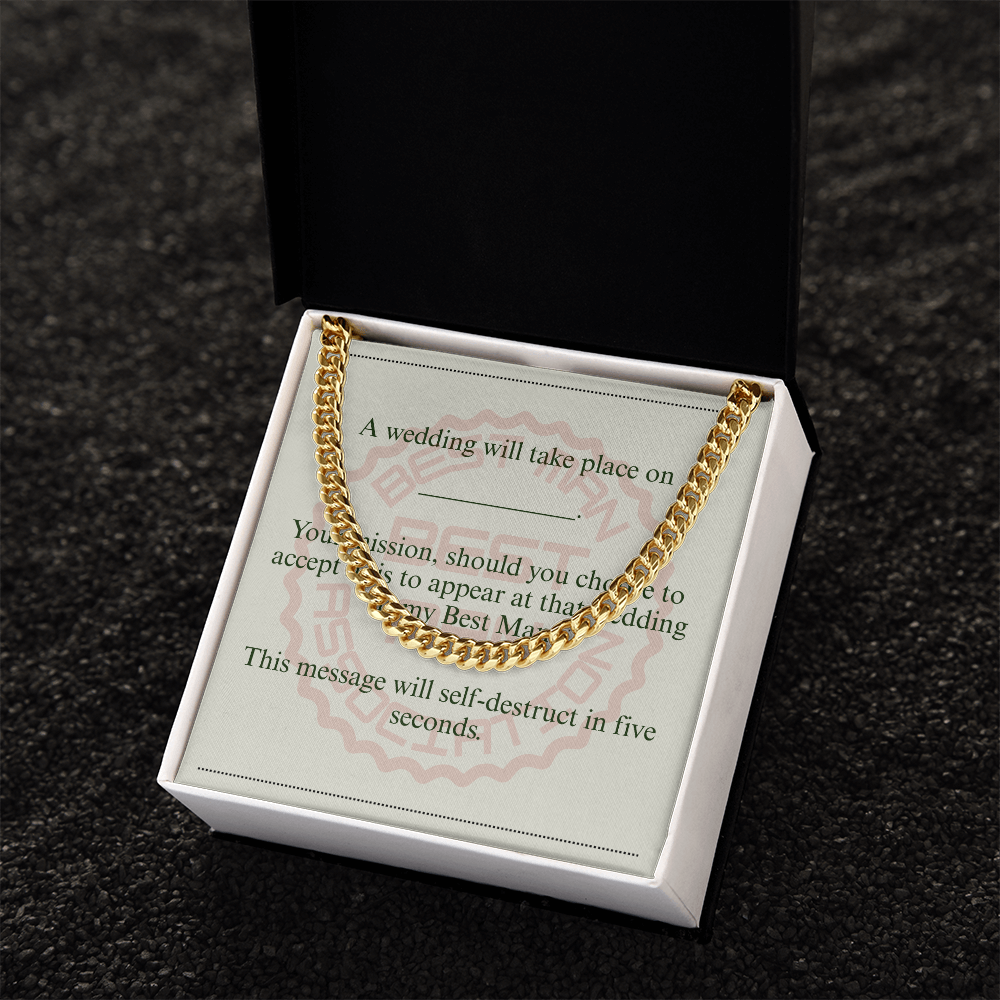 Best Man gift spy themed card Chain