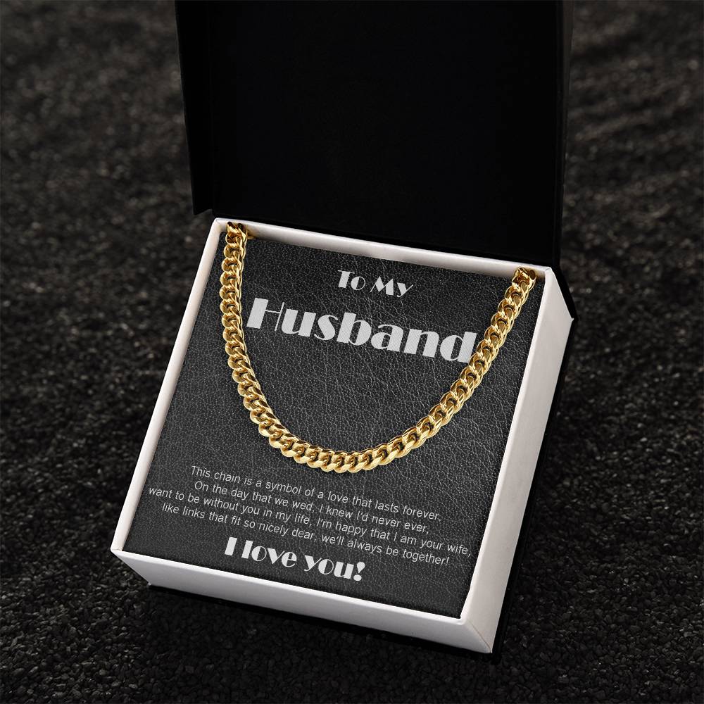 Amazing Cuban Link necklace: black leather theme and poem!