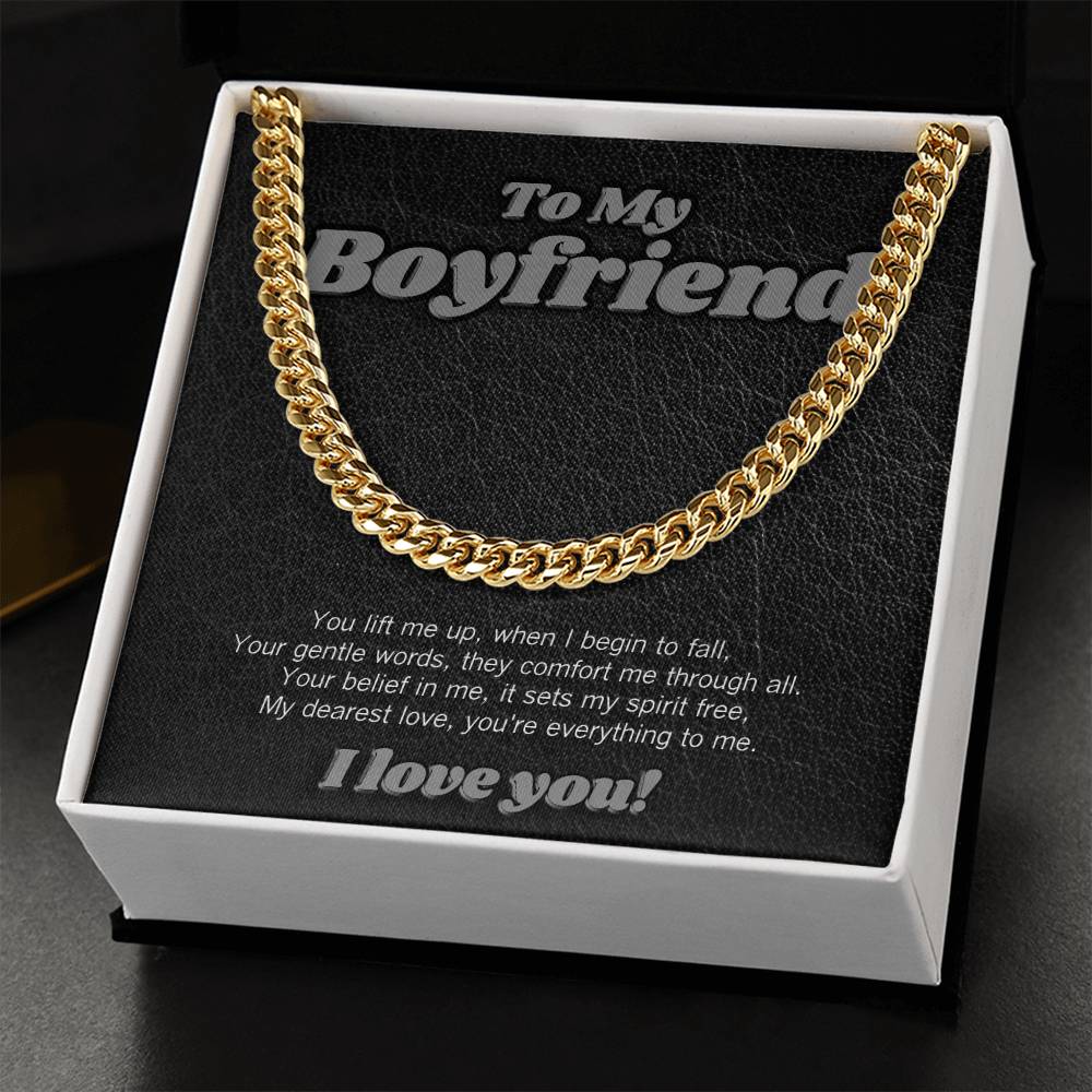 Cubin link necklace for boyfriend with sweet poem!