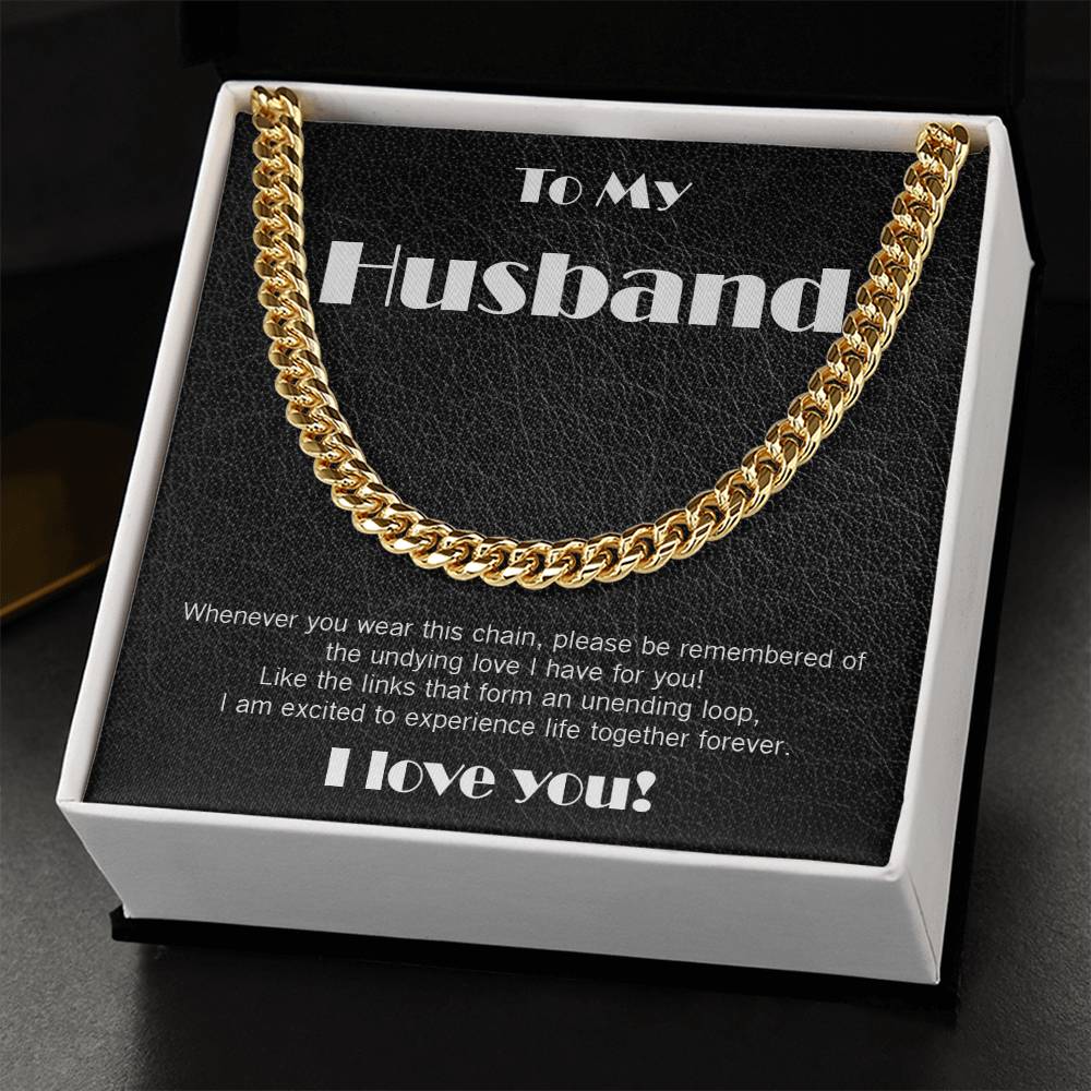 Amazing Cuban Link necklace, black leather theme