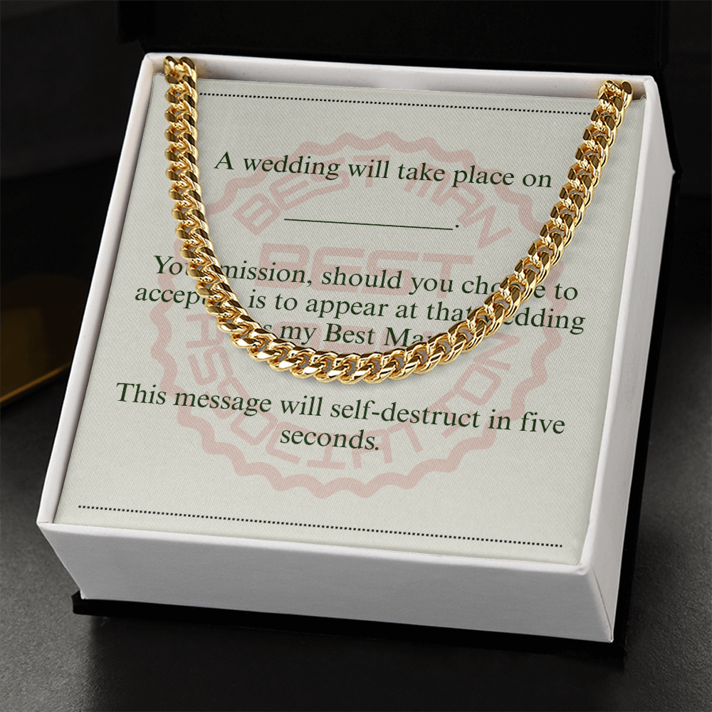 Best Man gift spy themed card Chain