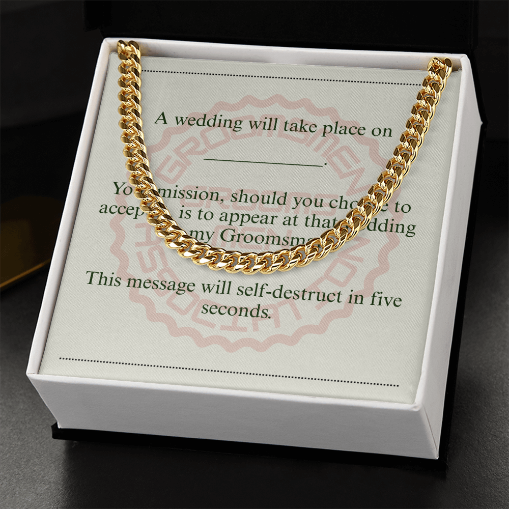 Groomsman gift spy themed card Chain
