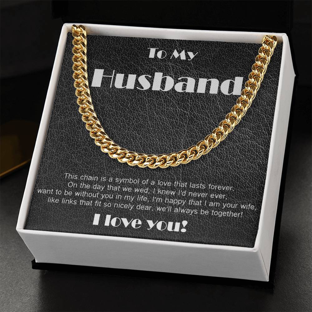 Amazing Cuban Link necklace: black leather theme and poem!
