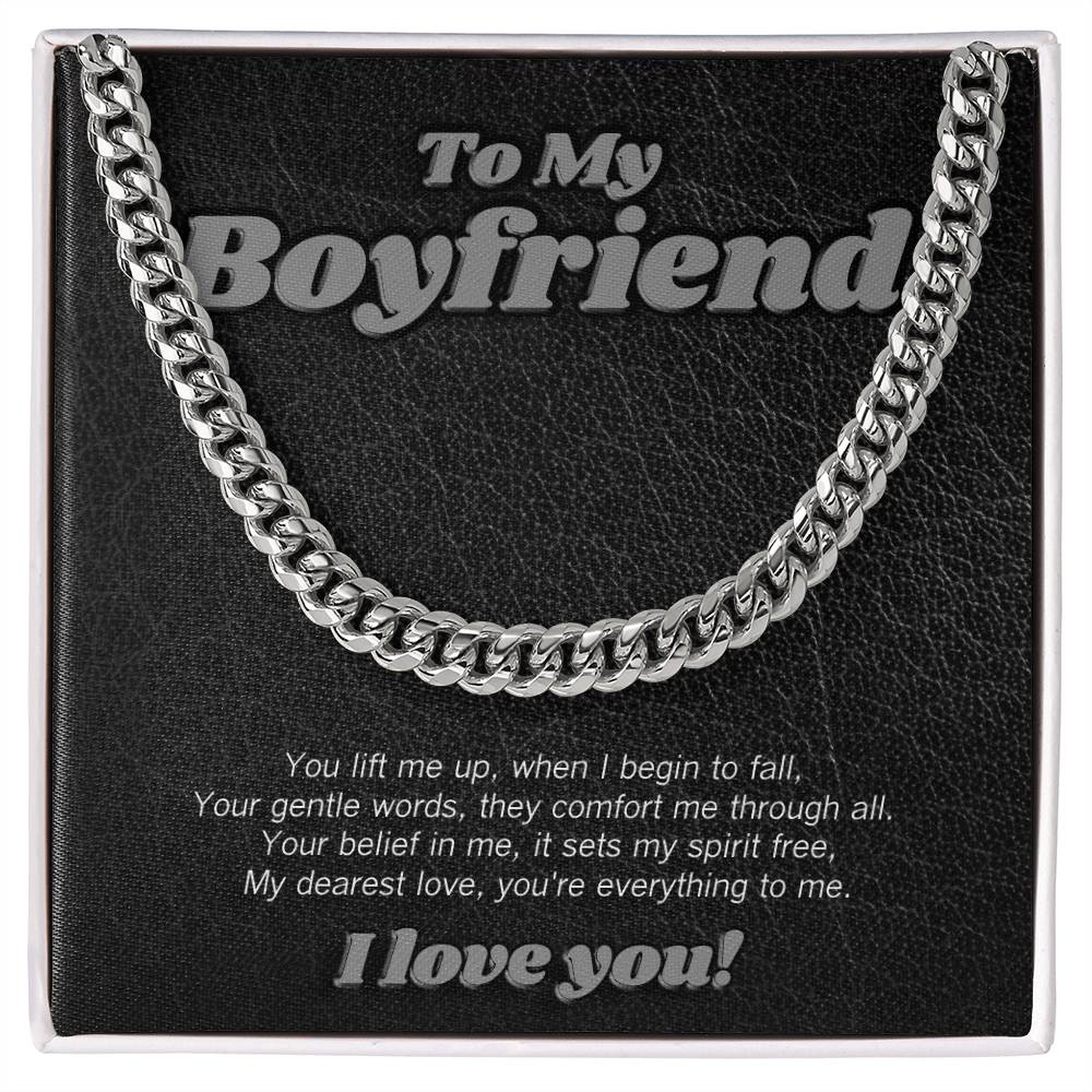 Cubin link necklace for boyfriend with sweet poem!