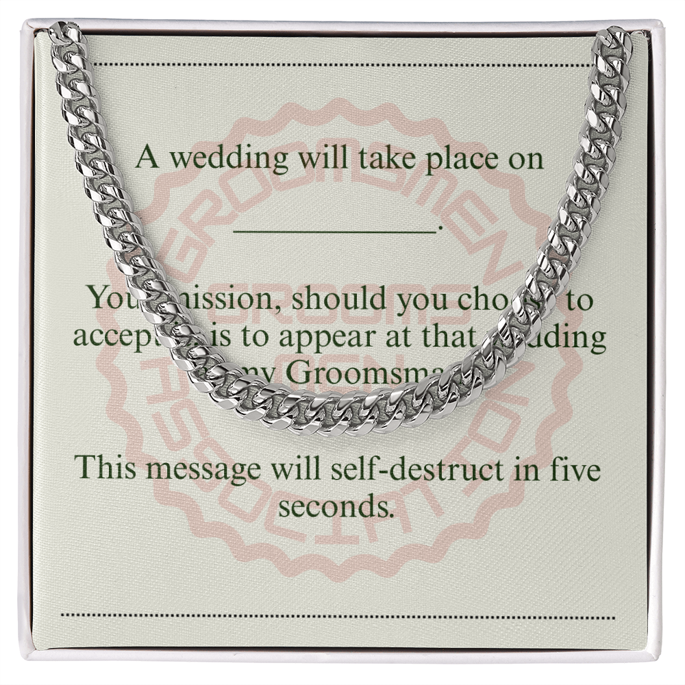 Groomsman gift spy themed card Chain