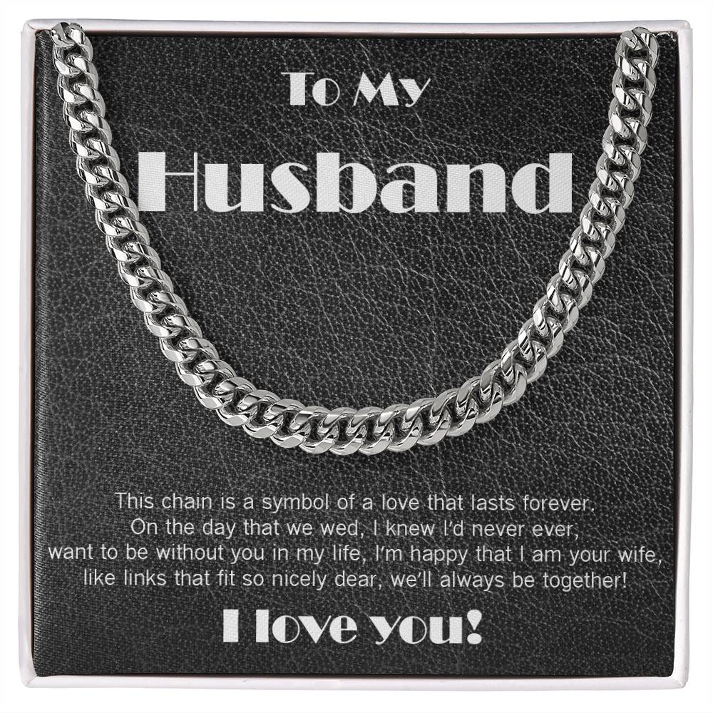 Amazing Cuban Link necklace: black leather theme and poem!