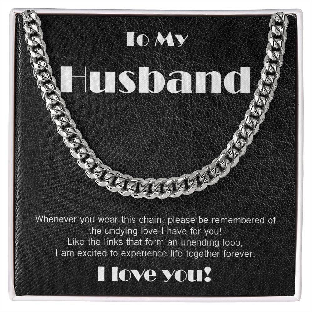 Amazing Cuban Link necklace, black leather theme
