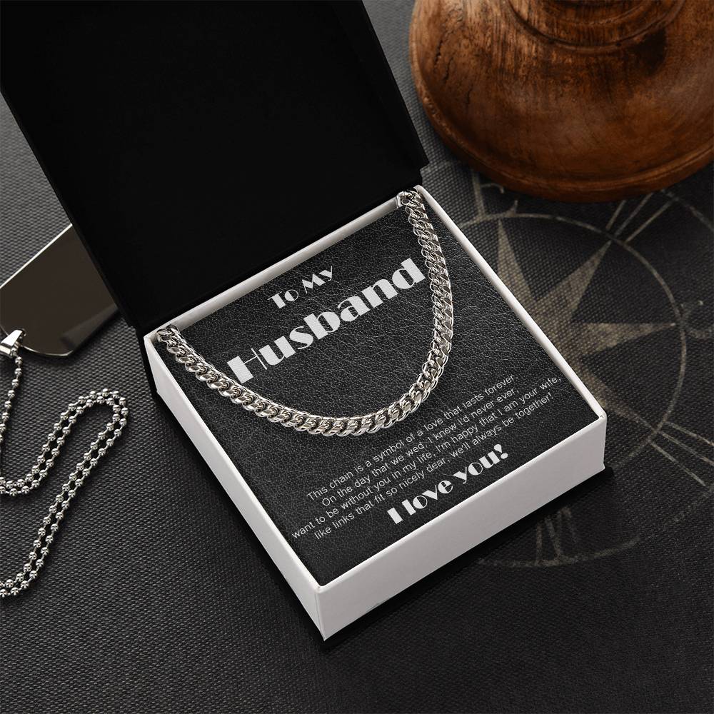 Amazing Cuban Link necklace: black leather theme and poem!
