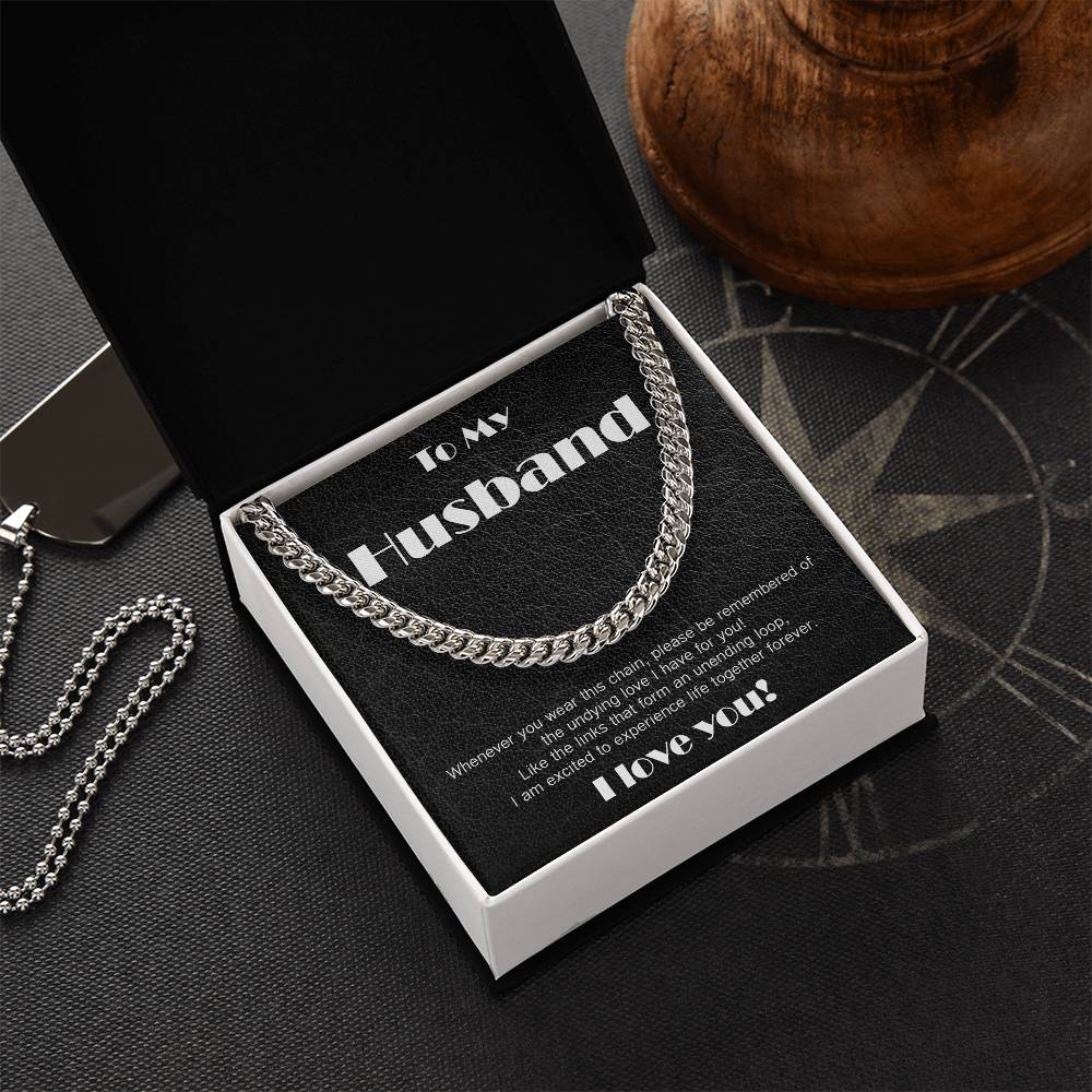 Amazing Cuban Link necklace, black leather theme