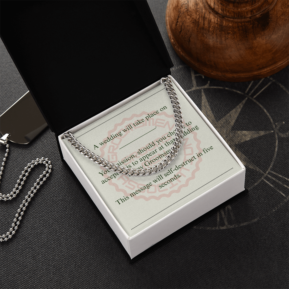 Groomsman gift spy themed card Chain