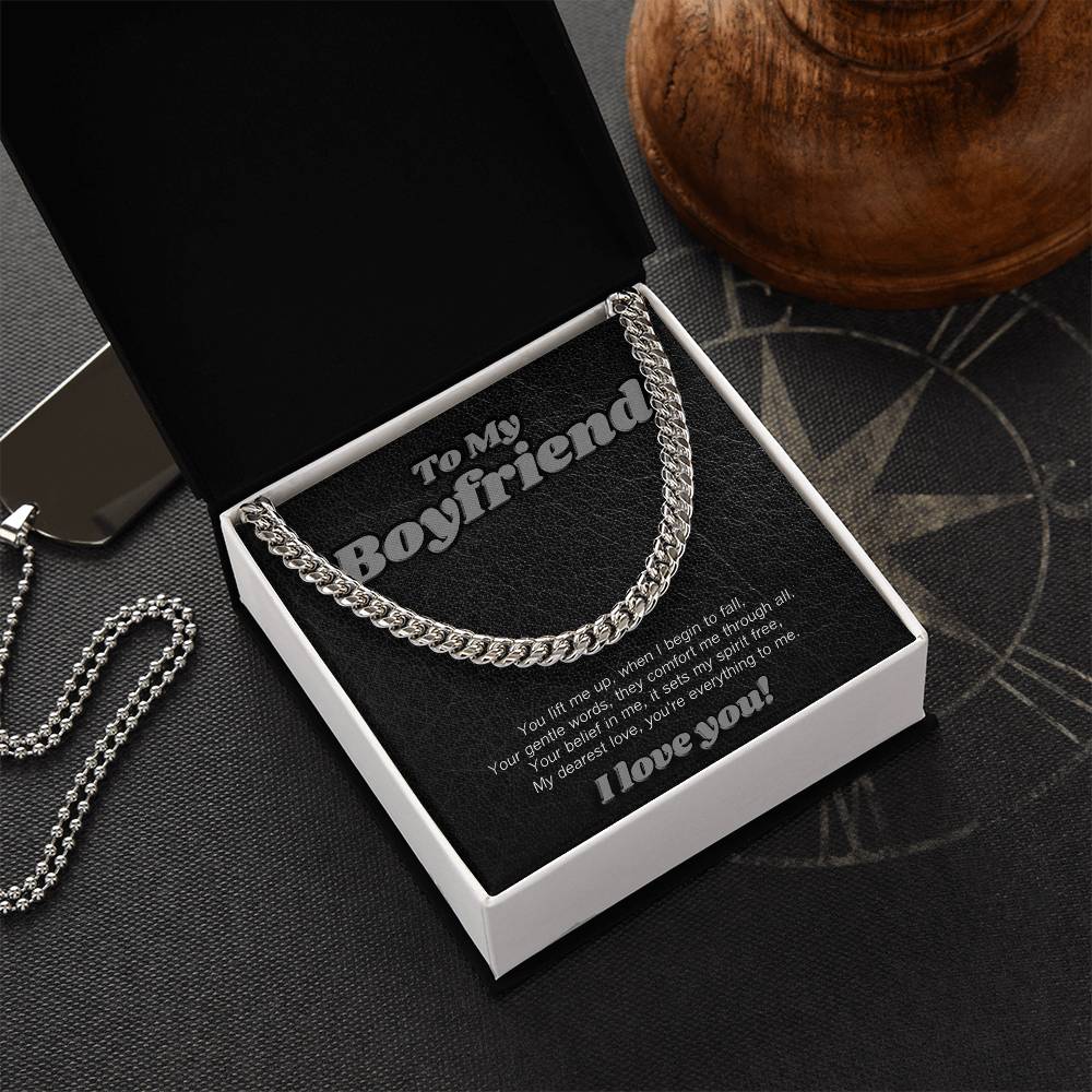 Cubin link necklace for boyfriend with sweet poem!