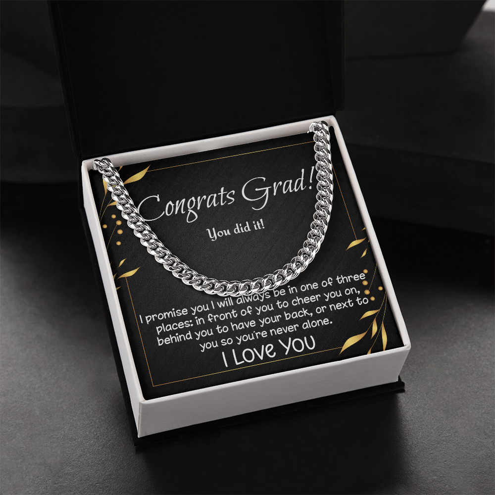 Congrats Grad! Cuban Link necklace for high school, college, etc. graduate
